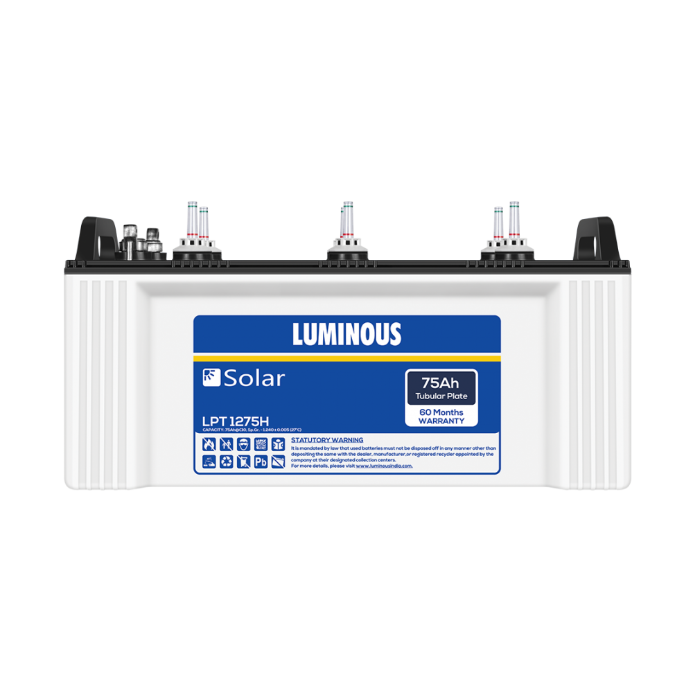 Luminous Solar Battery 75AH Price, Buy Luminous LPT 1275H 75AH Solar  Tubular Battery Online